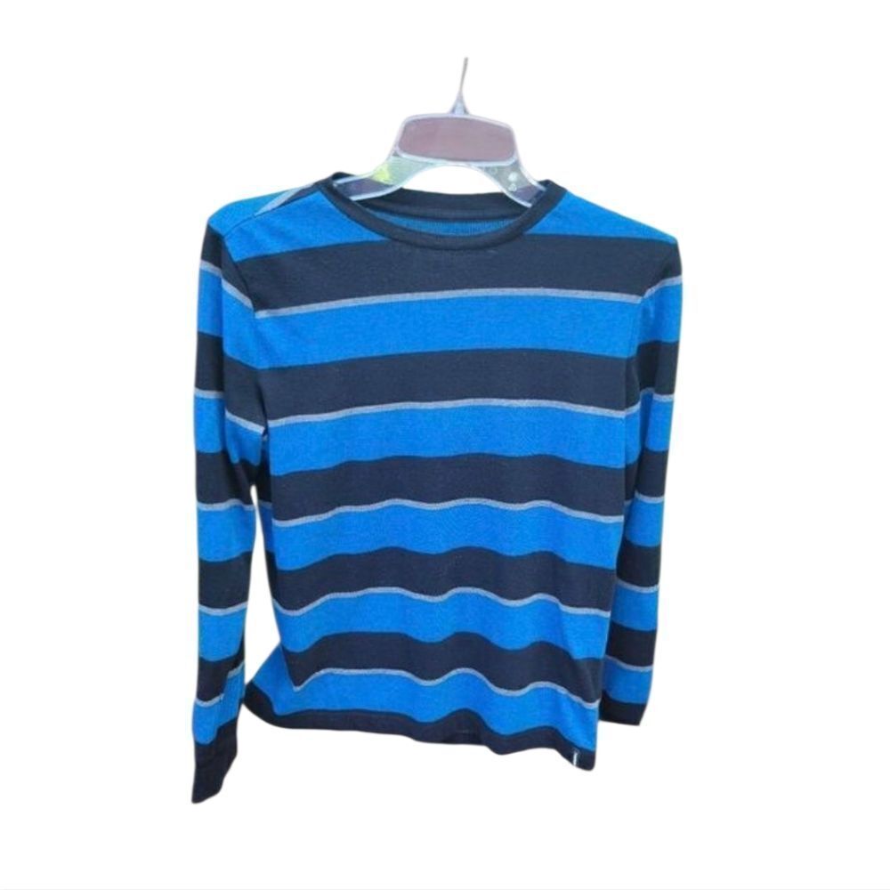 Tony Hawk Boys  Black & Blue Striped Long Sleeve Round Neck Shirt Size XL